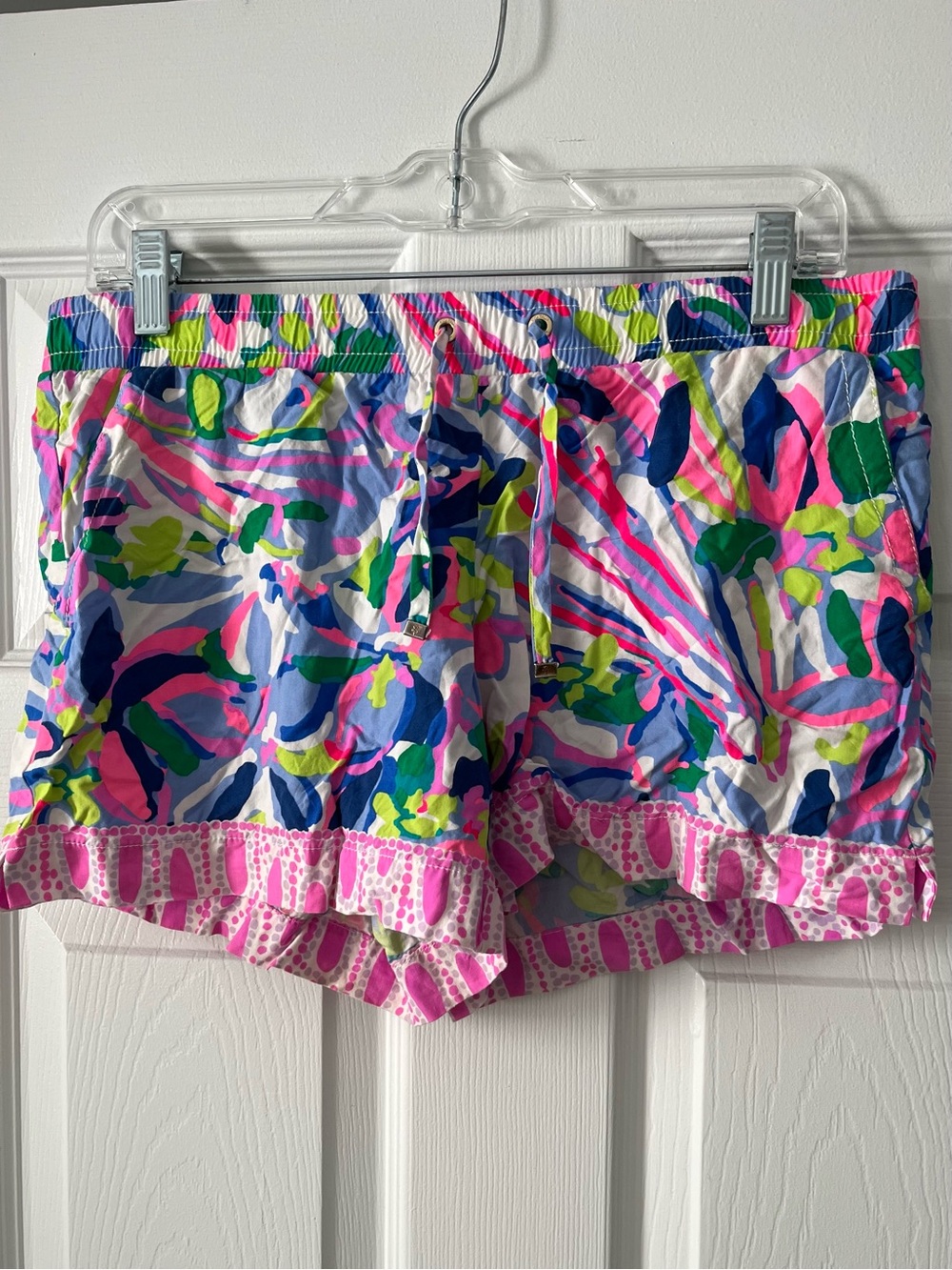 Lilly Pulitzer Multicolor Floral Ruffle Hem Shorts - Pink, Blue & Green